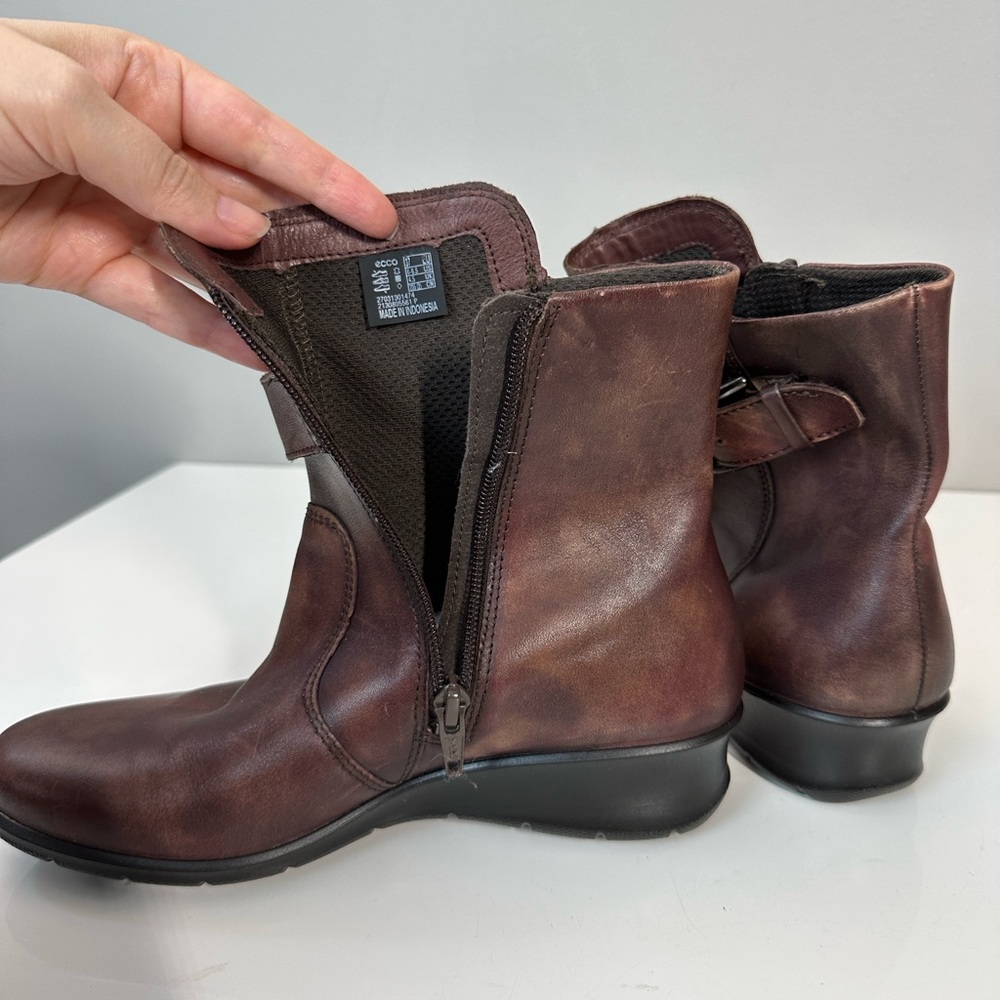 Ecco Women’s Finola Wedge Ankle‎ Boots Size 6-6.5 Leather Steampunk - Picture 13 of 15
